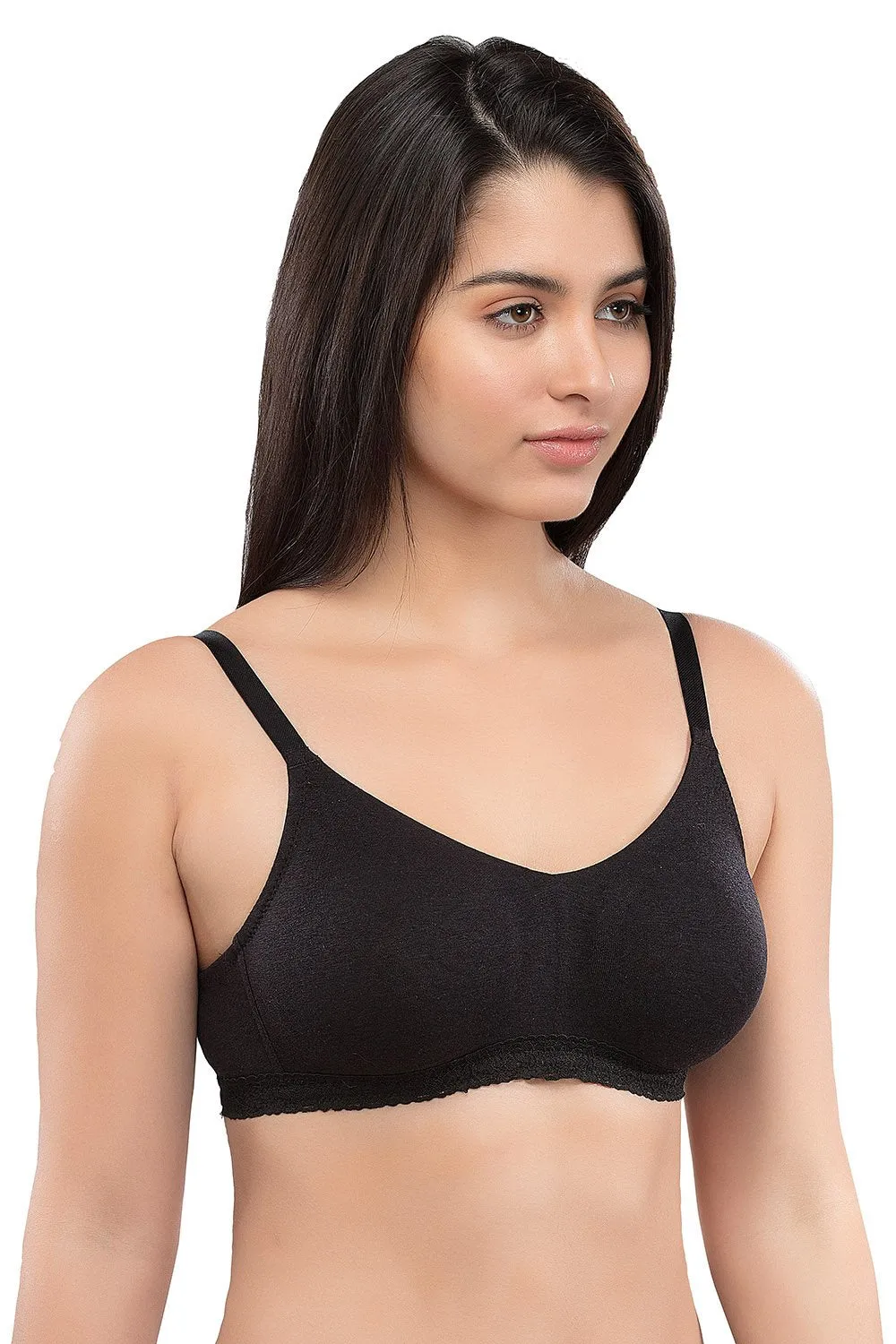 Organic Seamless Laced Bra (Pack of 2)-ISB054-Black_White-