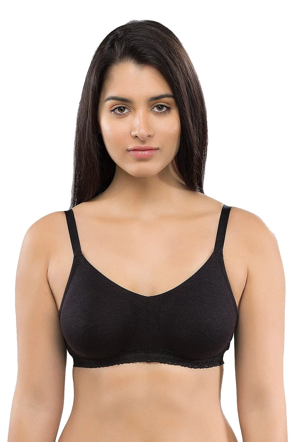 Organic Seamless Laced Bra (Pack of 2)-ISB054-Black_White-
