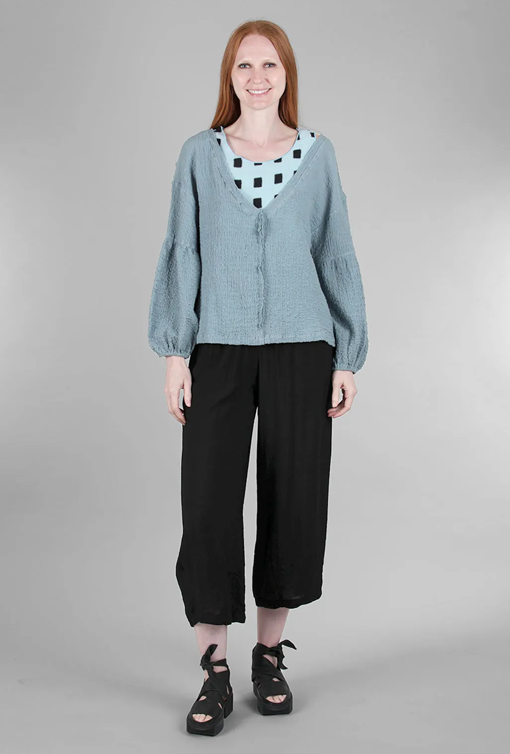 Oversized Scrunch Top, Dusty Teal