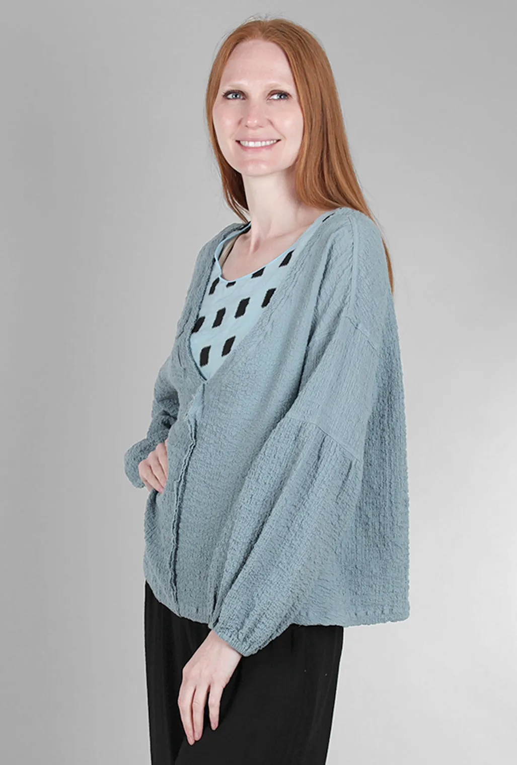 Oversized Scrunch Top, Dusty Teal