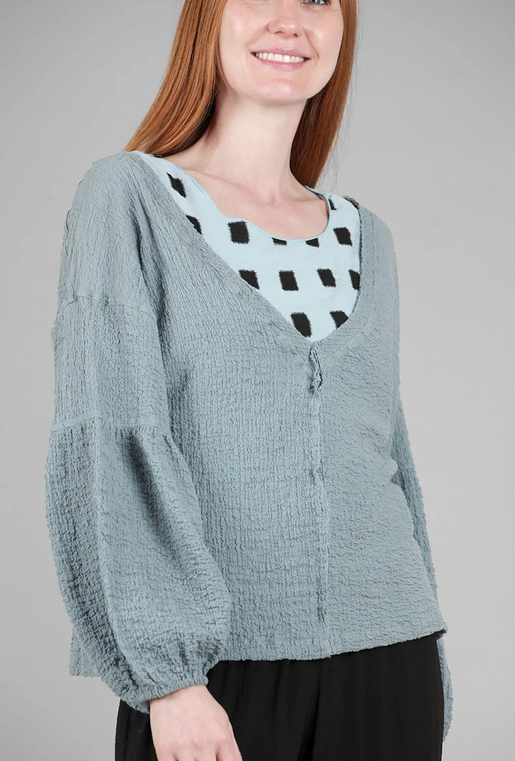 Oversized Scrunch Top, Dusty Teal