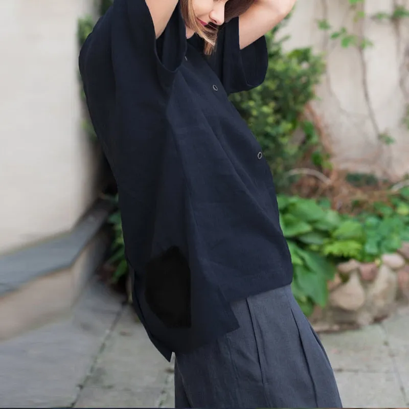 Oversized Vintage Cotton Tops 2019 Summer Women Blouses