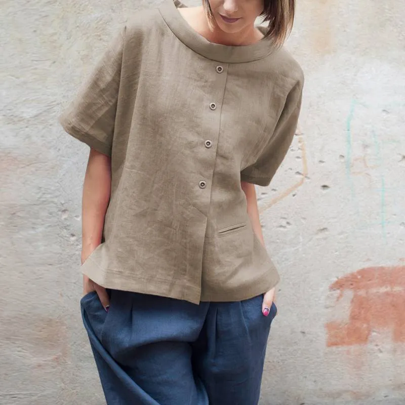 Oversized Vintage Cotton Tops 2019 Summer Women Blouses