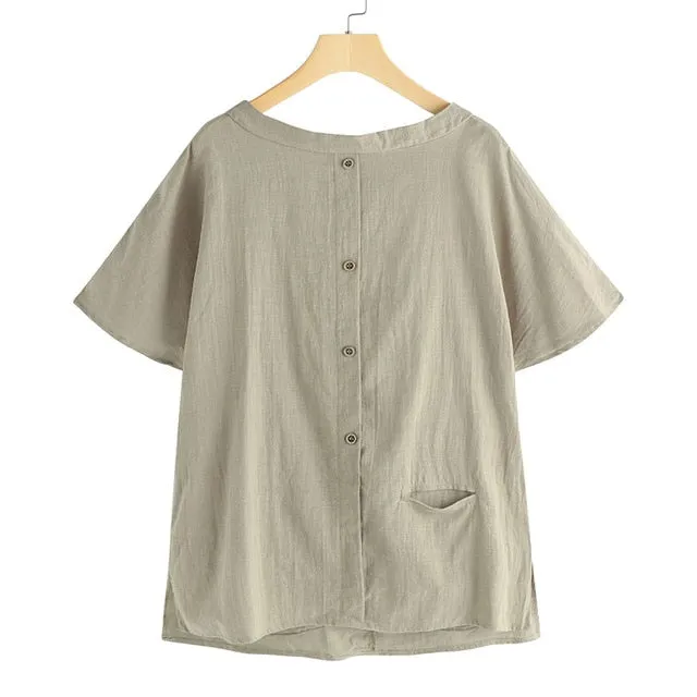 Oversized Vintage Cotton Tops 2019 Summer Women Blouses