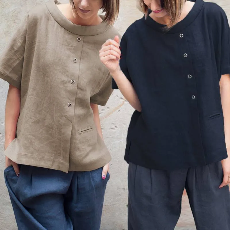 Oversized Vintage Cotton Tops 2019 Summer Women Blouses