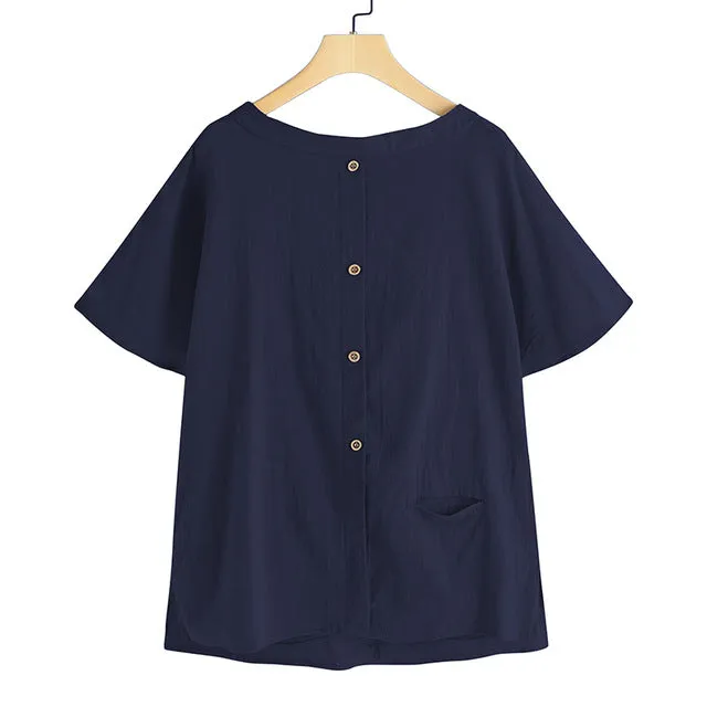 Oversized Vintage Cotton Tops 2019 Summer Women Blouses