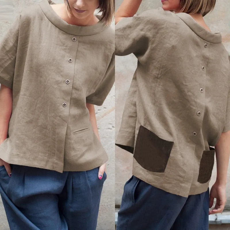 Oversized Vintage Cotton Tops 2019 Summer Women Blouses