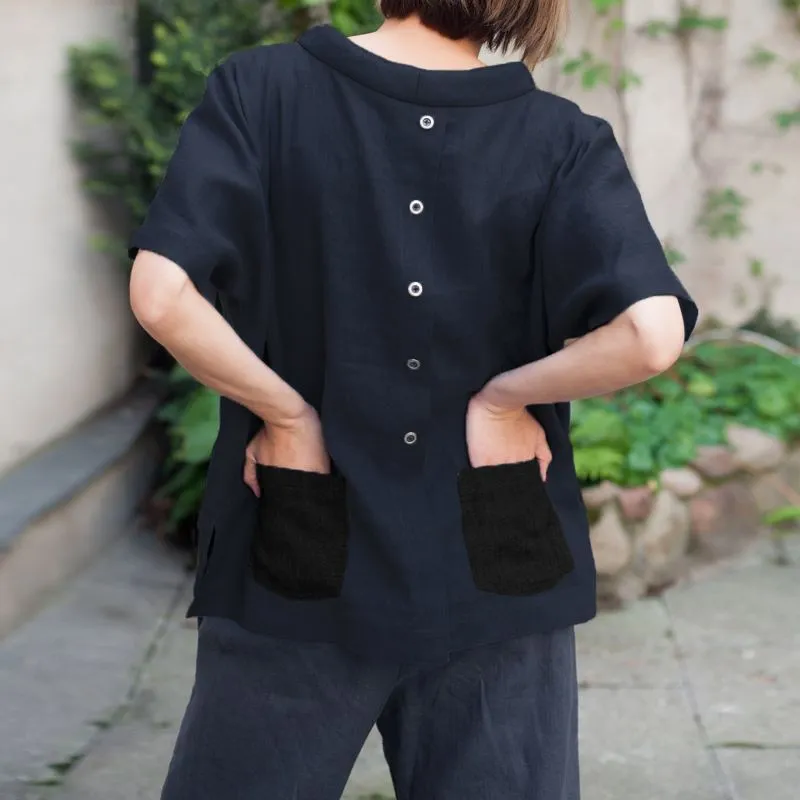 Oversized Vintage Cotton Tops 2019 Summer Women Blouses
