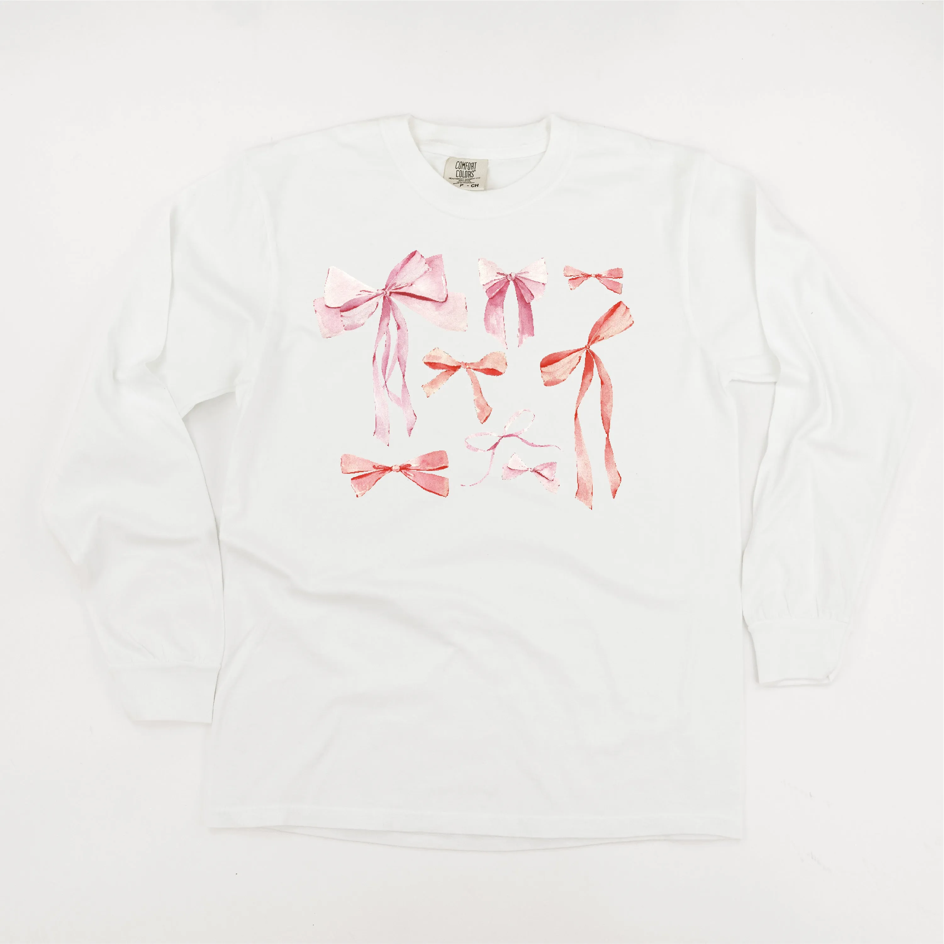Pink And Red Valentine Bows - LONG SLEEVE Comfort Colors Tee
