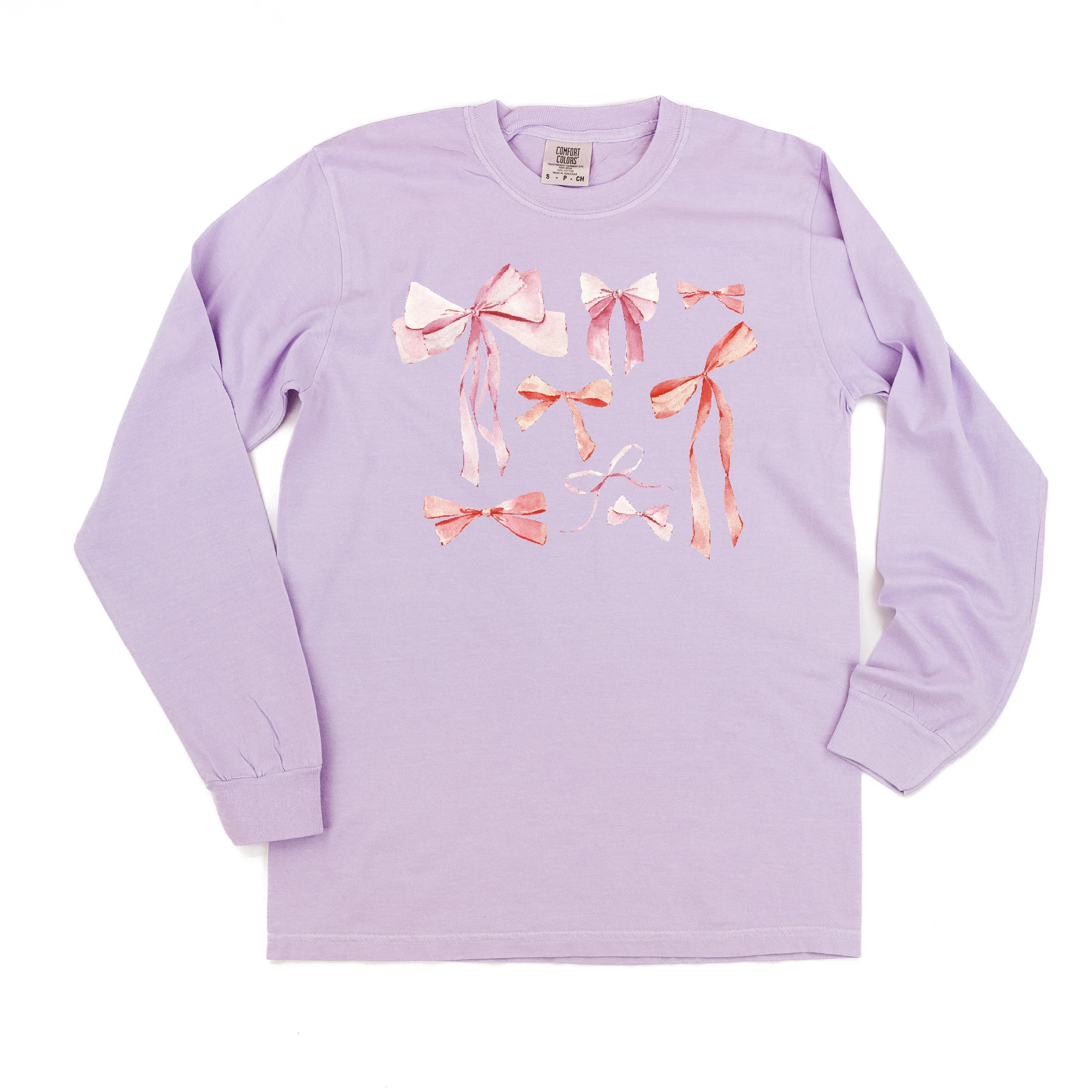 Pink And Red Valentine Bows - LONG SLEEVE Comfort Colors Tee
