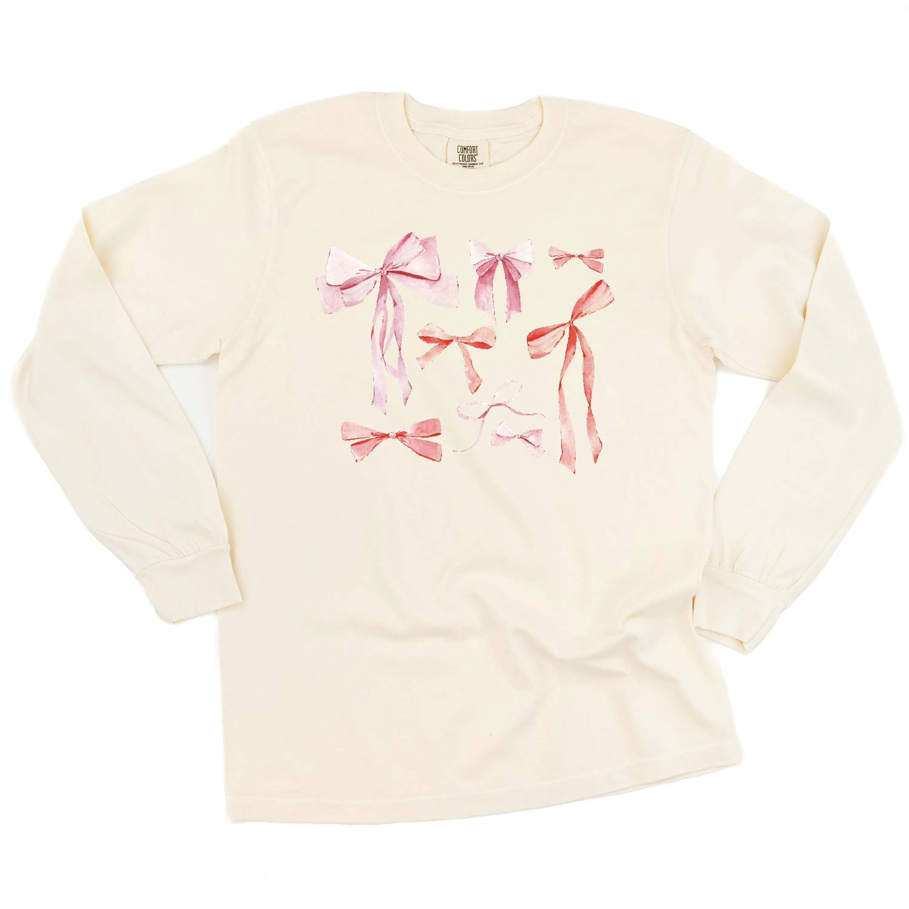 Pink And Red Valentine Bows - LONG SLEEVE Comfort Colors Tee