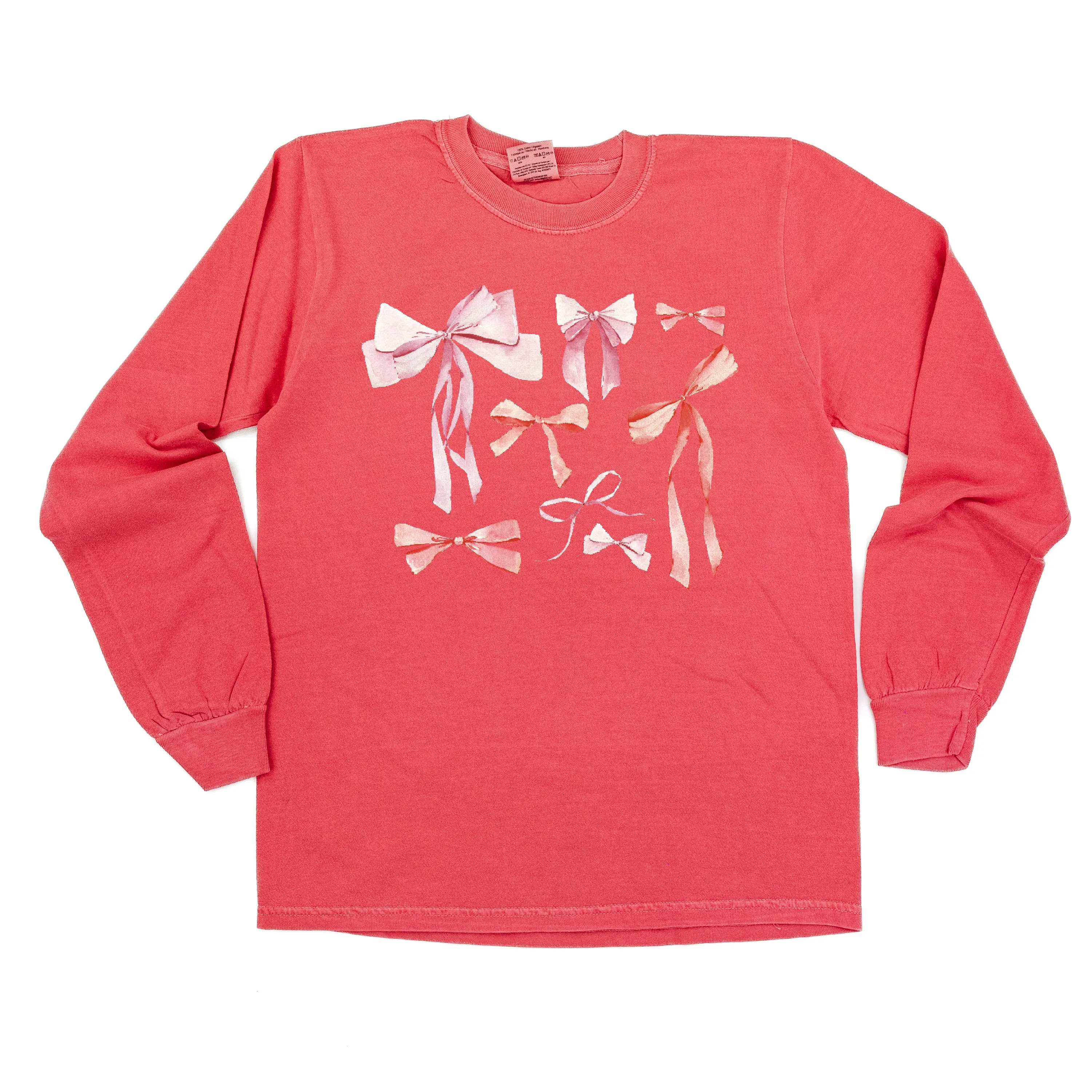 Pink And Red Valentine Bows - LONG SLEEVE Comfort Colors Tee