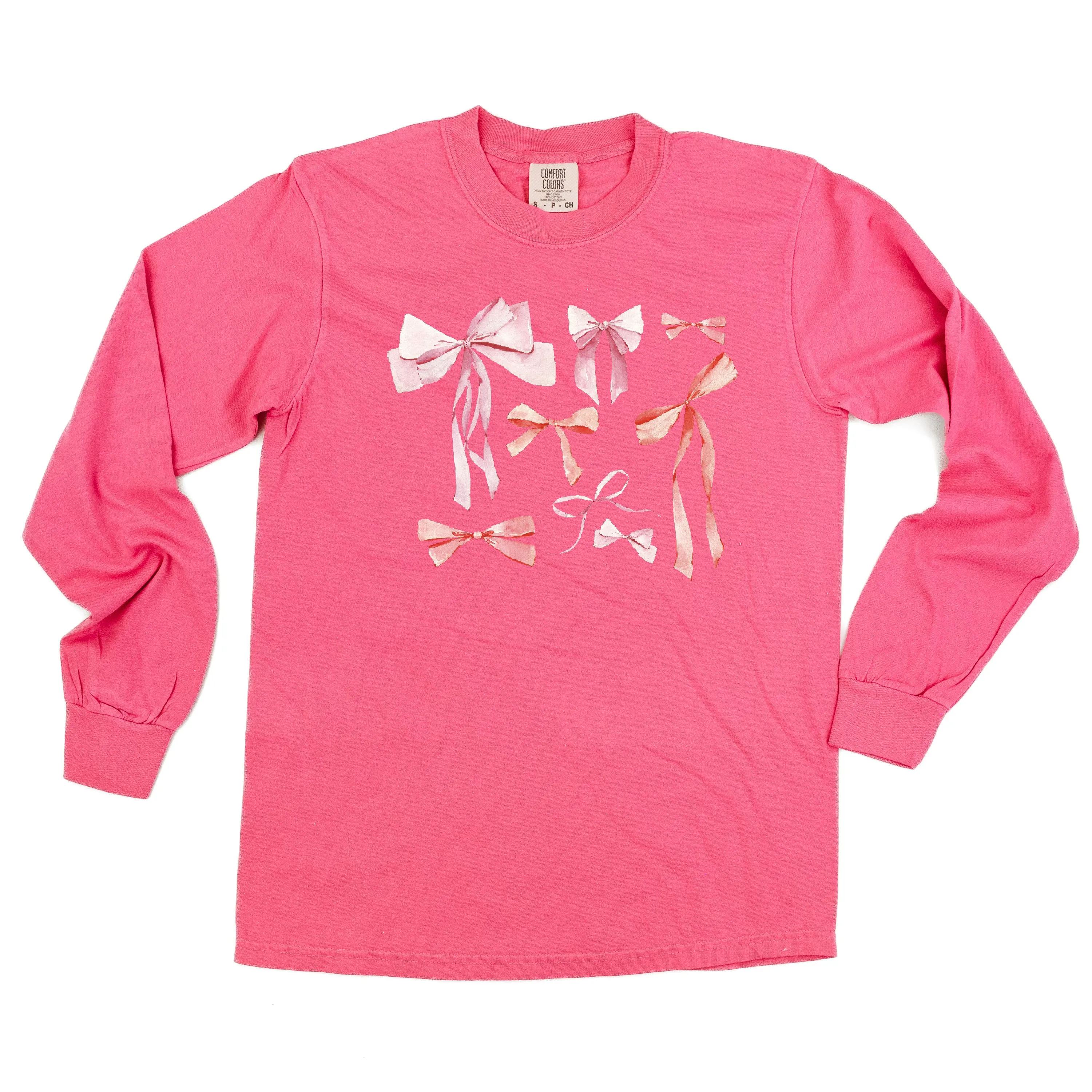 Pink And Red Valentine Bows - LONG SLEEVE Comfort Colors Tee