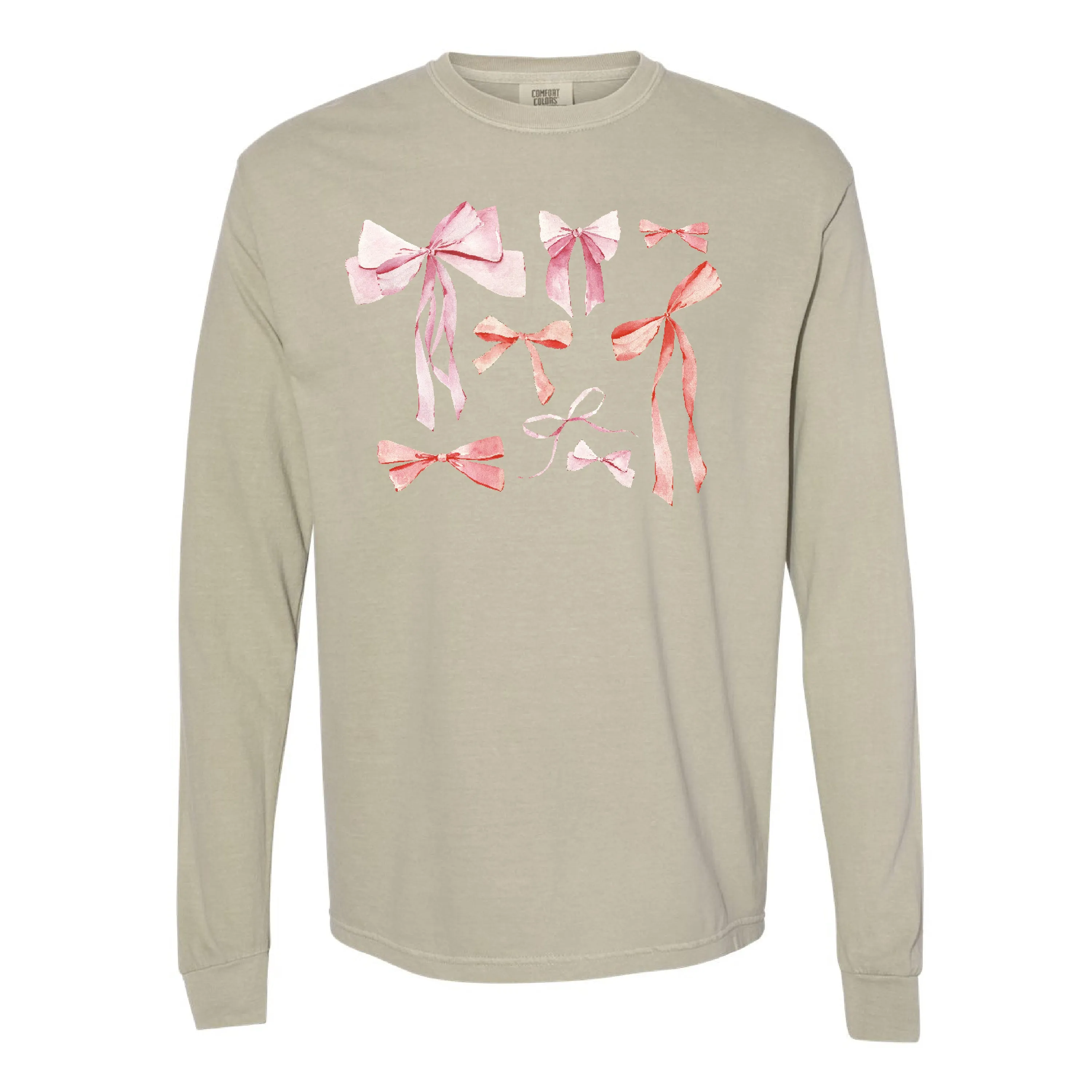 Pink And Red Valentine Bows - LONG SLEEVE Comfort Colors Tee