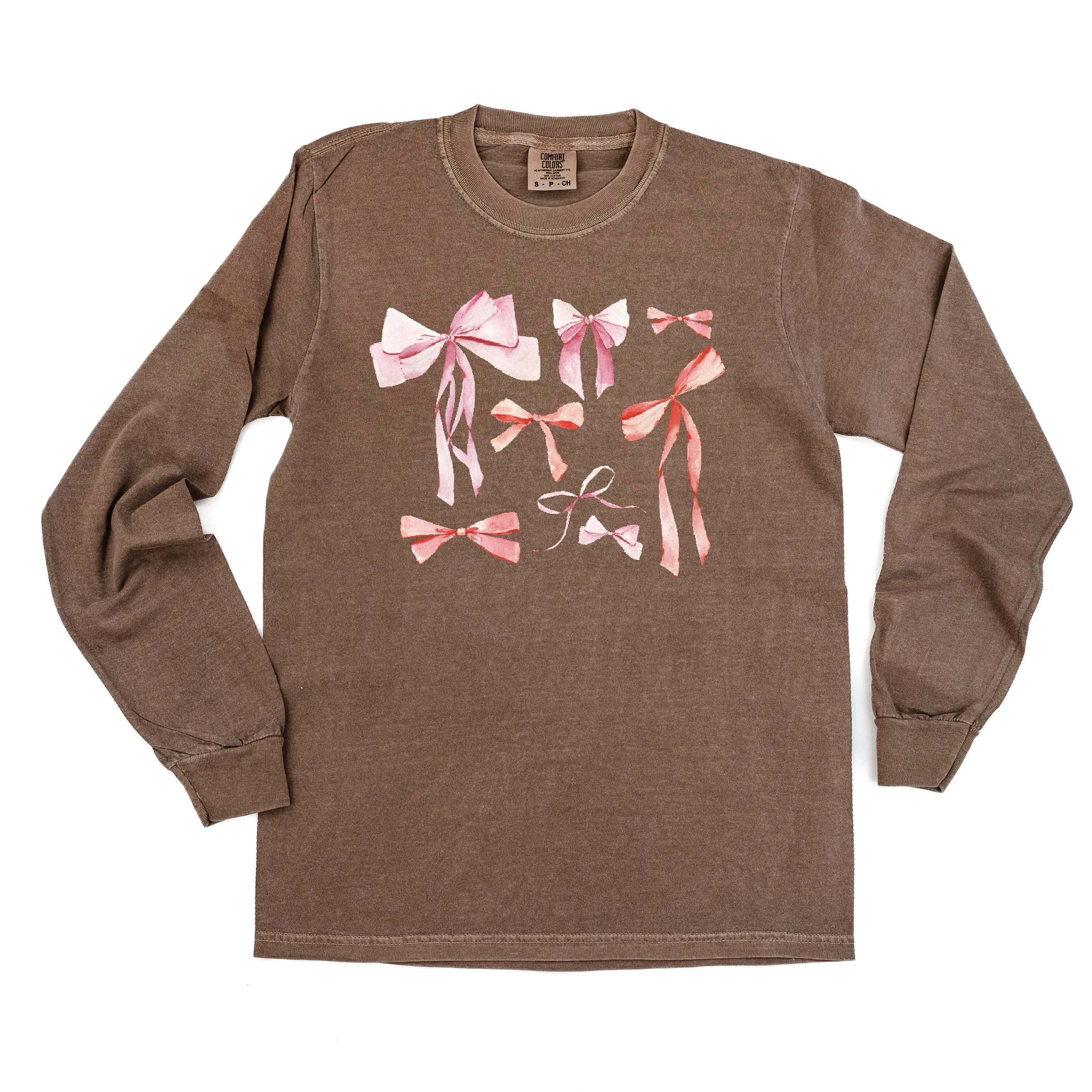 Pink And Red Valentine Bows - LONG SLEEVE Comfort Colors Tee