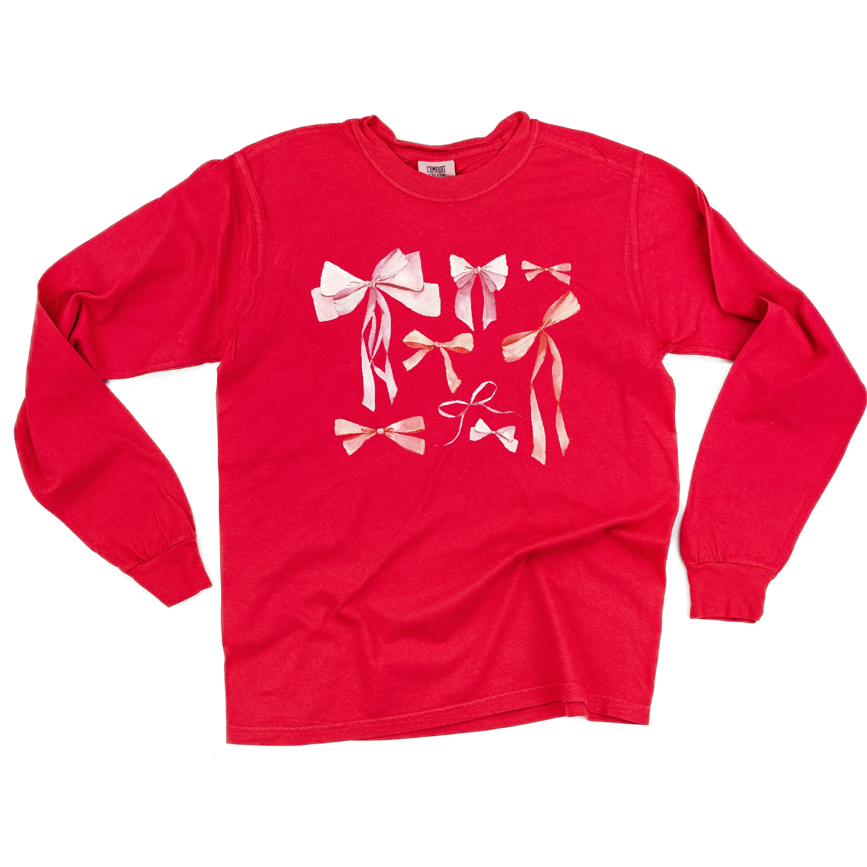 Pink And Red Valentine Bows - LONG SLEEVE Comfort Colors Tee
