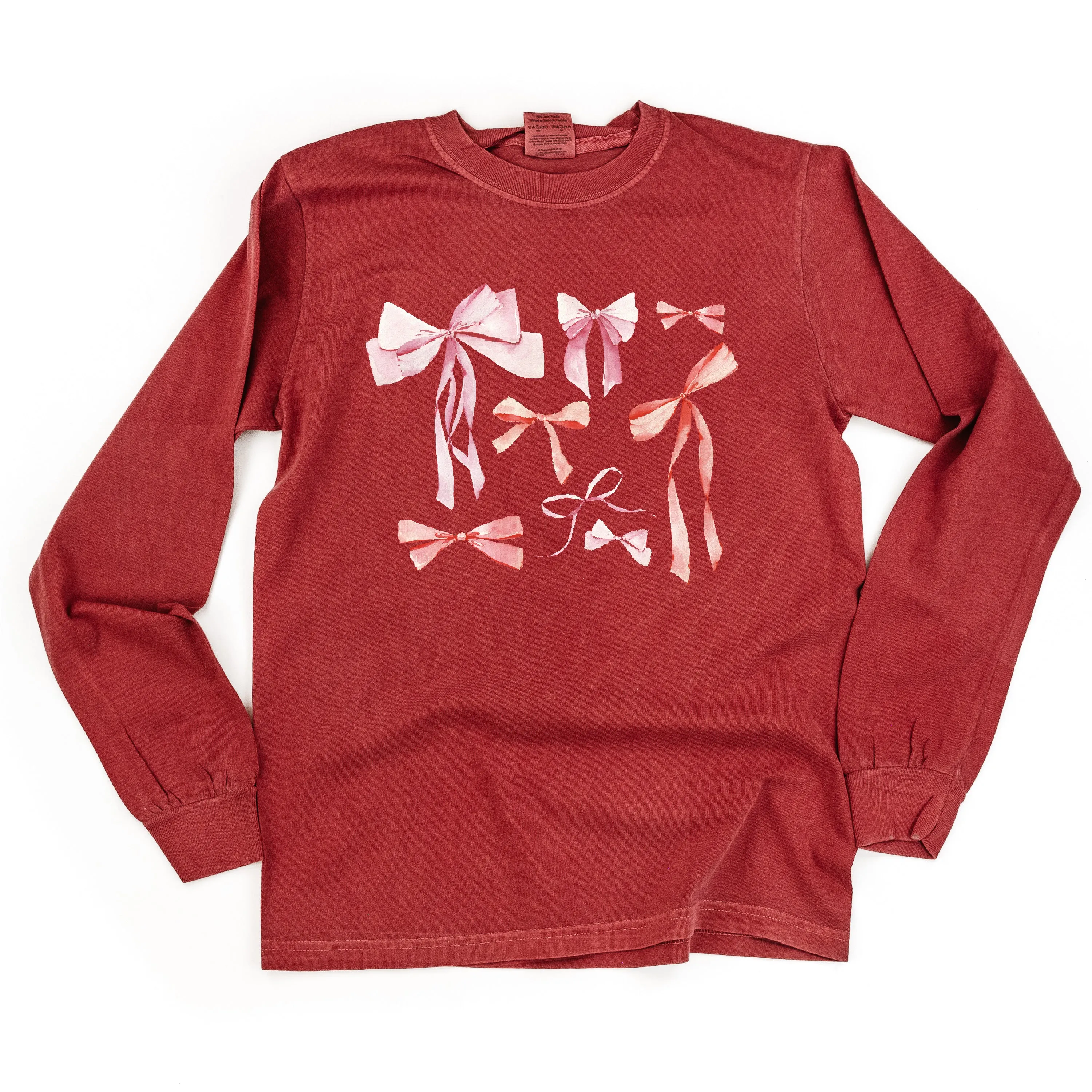 Pink And Red Valentine Bows - LONG SLEEVE Comfort Colors Tee