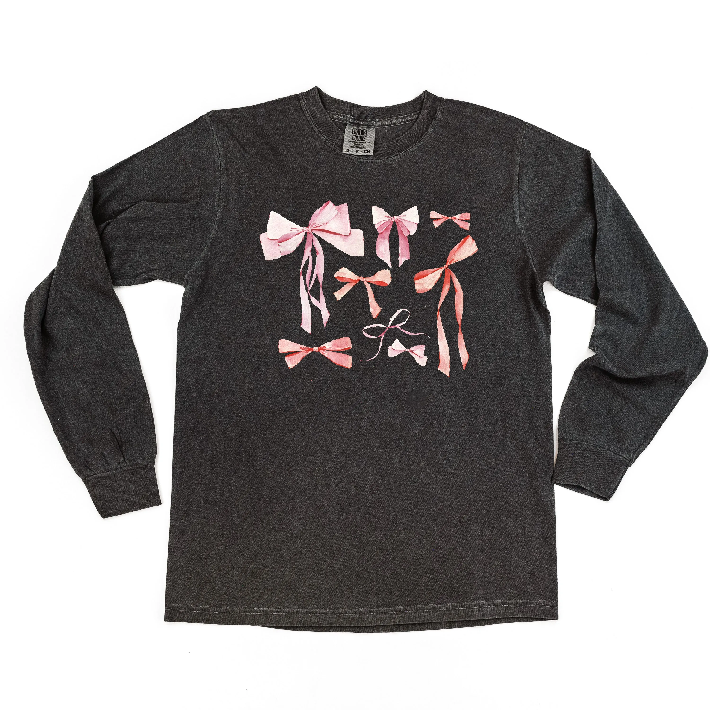Pink And Red Valentine Bows - LONG SLEEVE Comfort Colors Tee