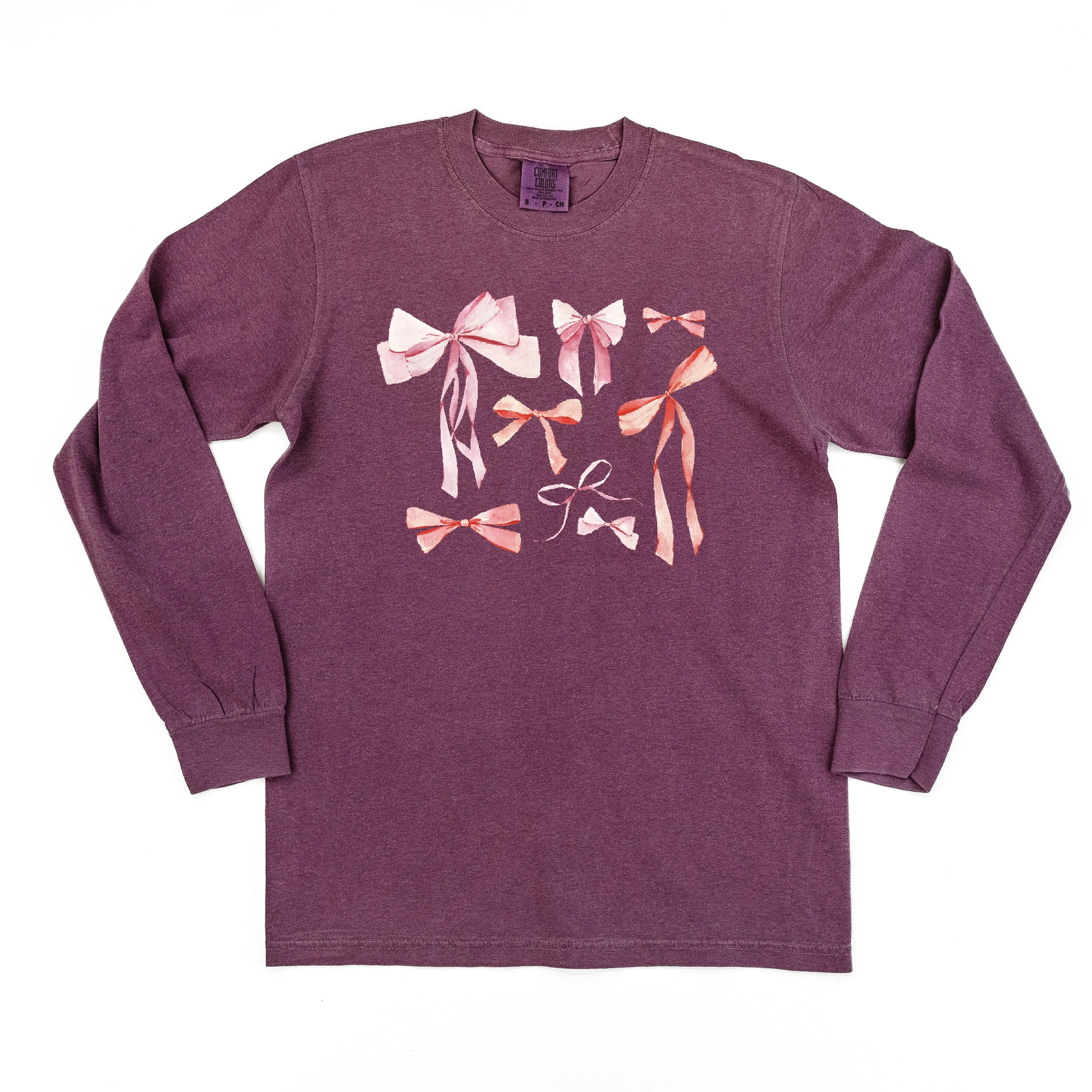 Pink And Red Valentine Bows - LONG SLEEVE Comfort Colors Tee