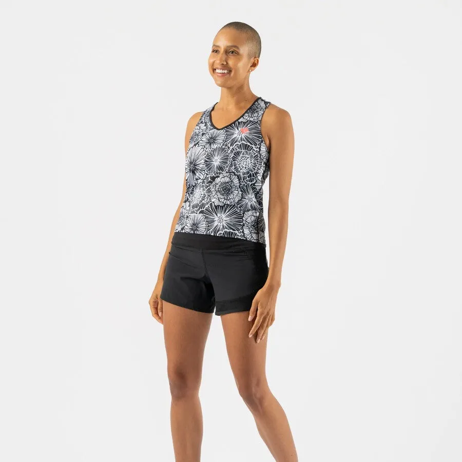 rabbit EZ Vee Tank | Black Floral | Womens