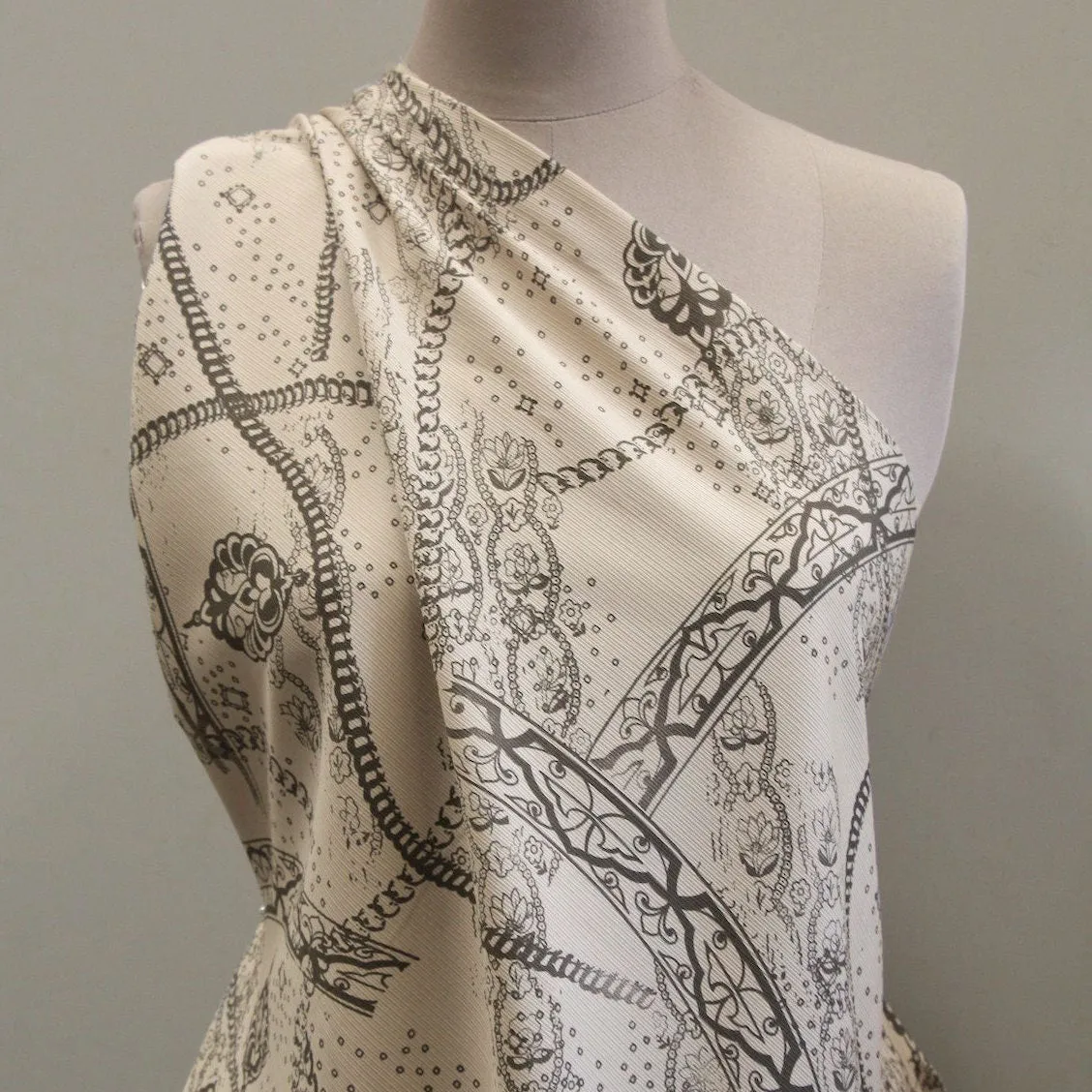 Remnant of Decorations Beige Stretch Cotton