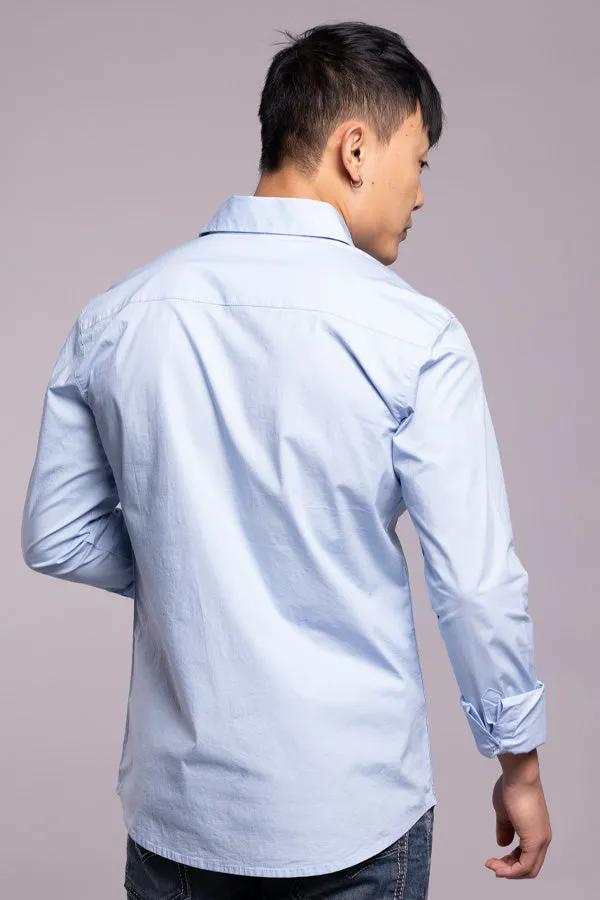 Sky Blue Full Sleeves Solid Shirt