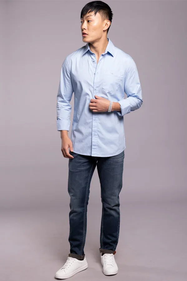 Sky Blue Full Sleeves Solid Shirt