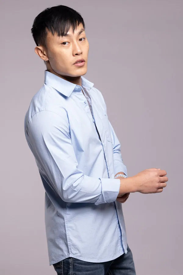 Sky Blue Full Sleeves Solid Shirt