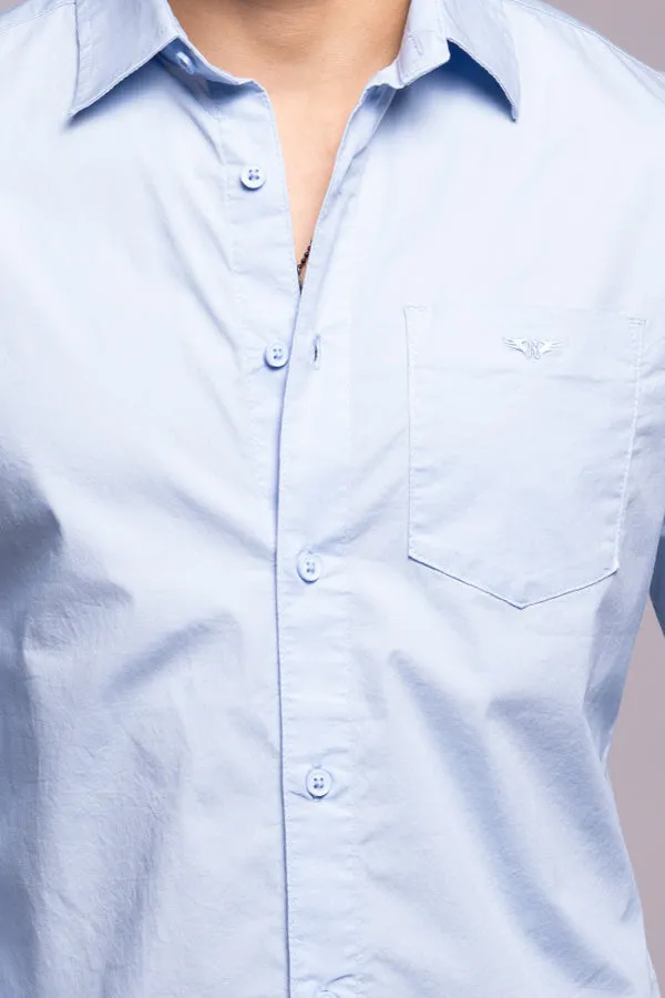 Sky Blue Full Sleeves Solid Shirt