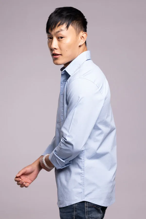 Sky Blue Full Sleeves Solid Shirt