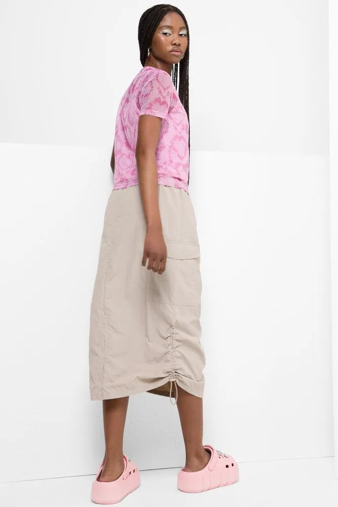Snake Mesh Short Sleeve T-Shirt With Matching Camisole Pink