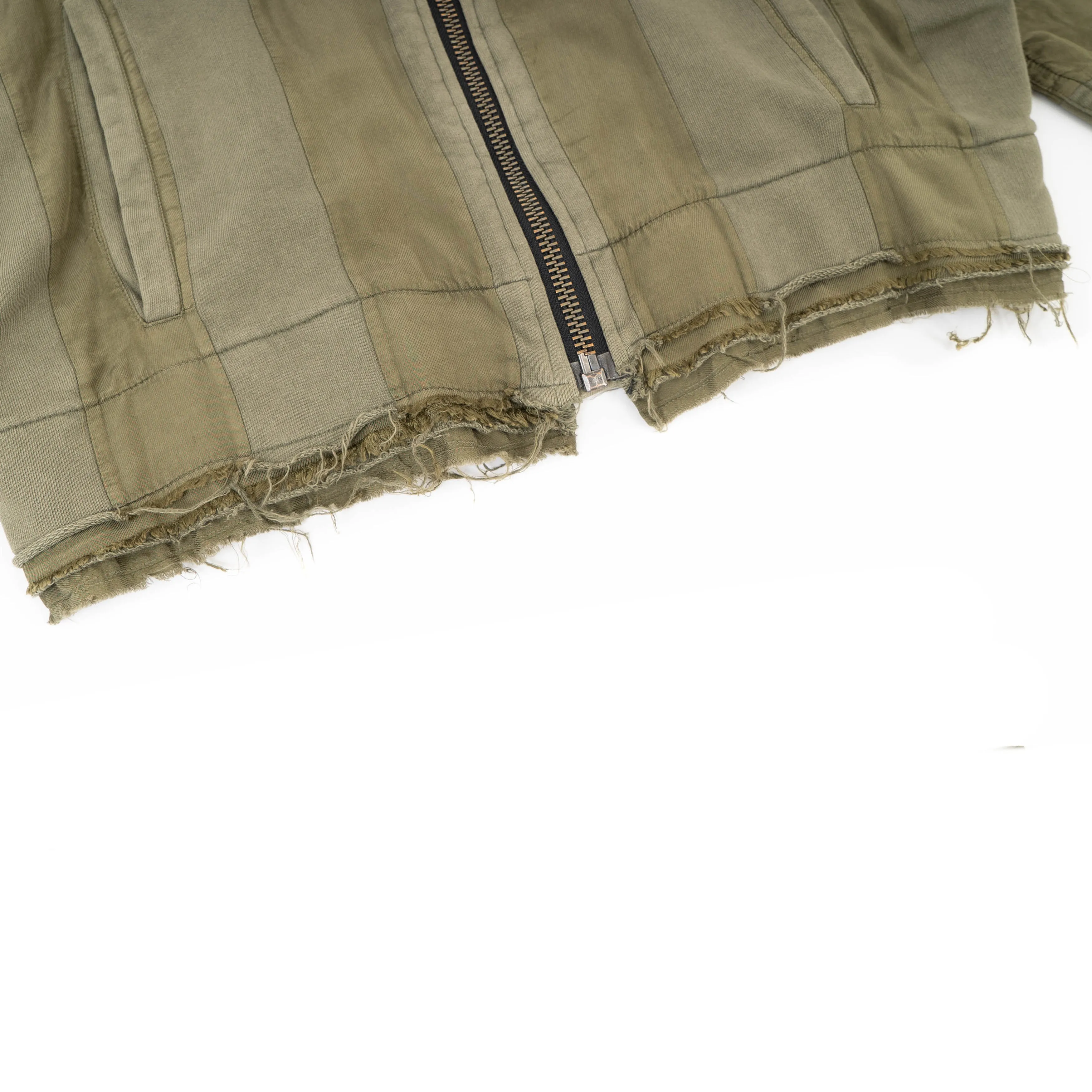 SS17 Green Distressed Cropped Zip Hoodie