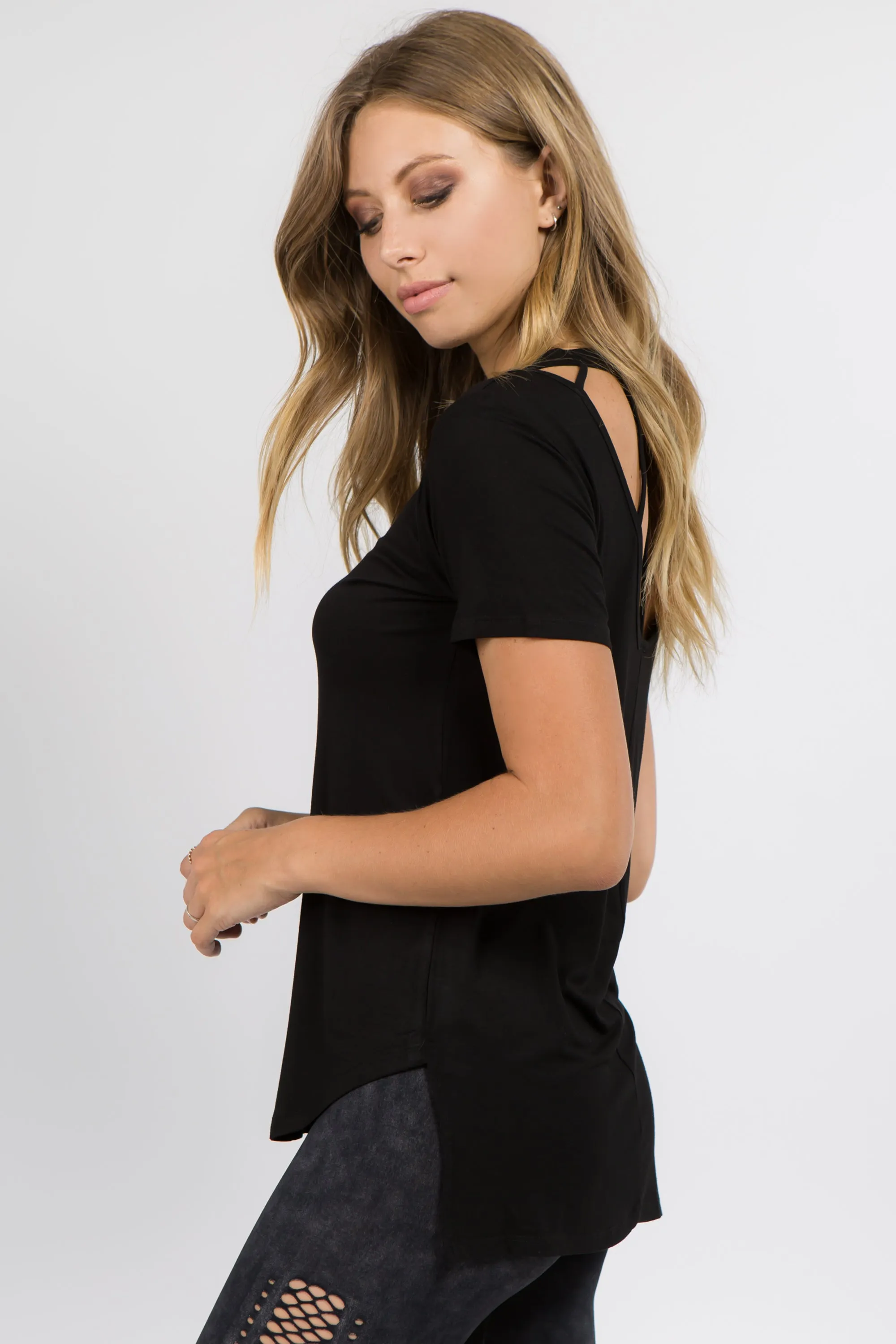 Strappy Back Short Sleeve T-Shirt