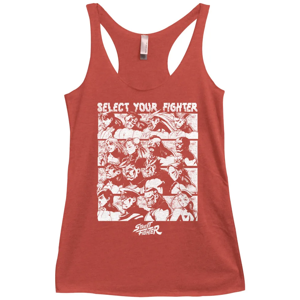 Street Fighter Select Screen Women's Raw Edge Racerback