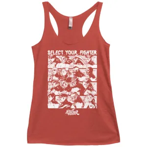 Street Fighter Select Screen Women's Raw Edge Racerback