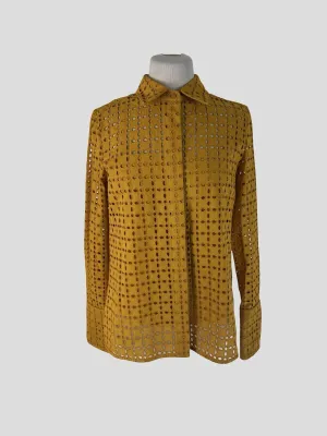 The Fold mustard 100% cotton long sleeve shirt size UK10/US6