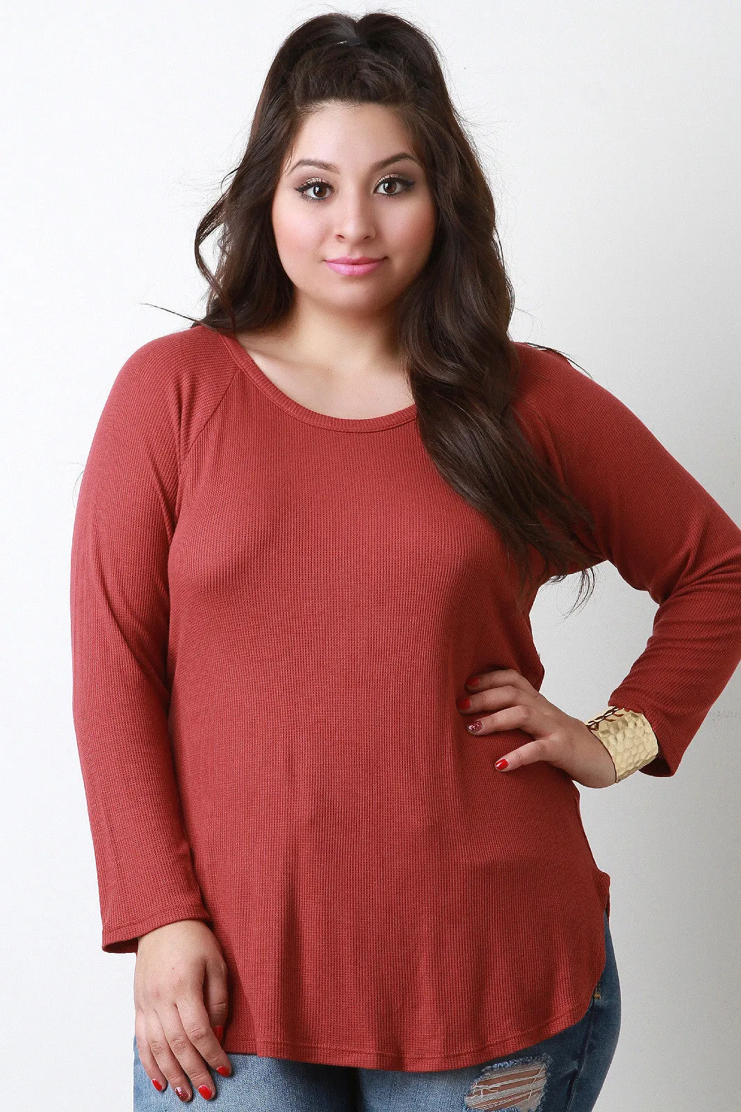 Thermal Knit Open Back Top