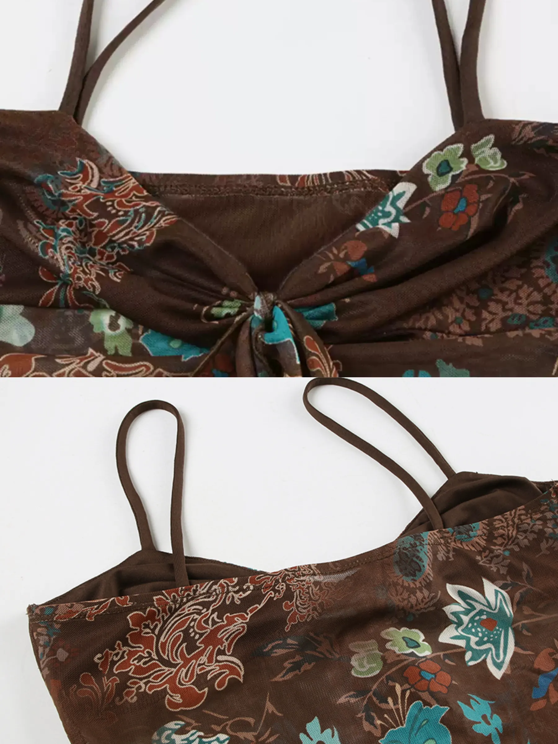 Tracy Vintage Floral Mesh Top