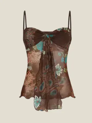 Tracy Vintage Floral Mesh Top