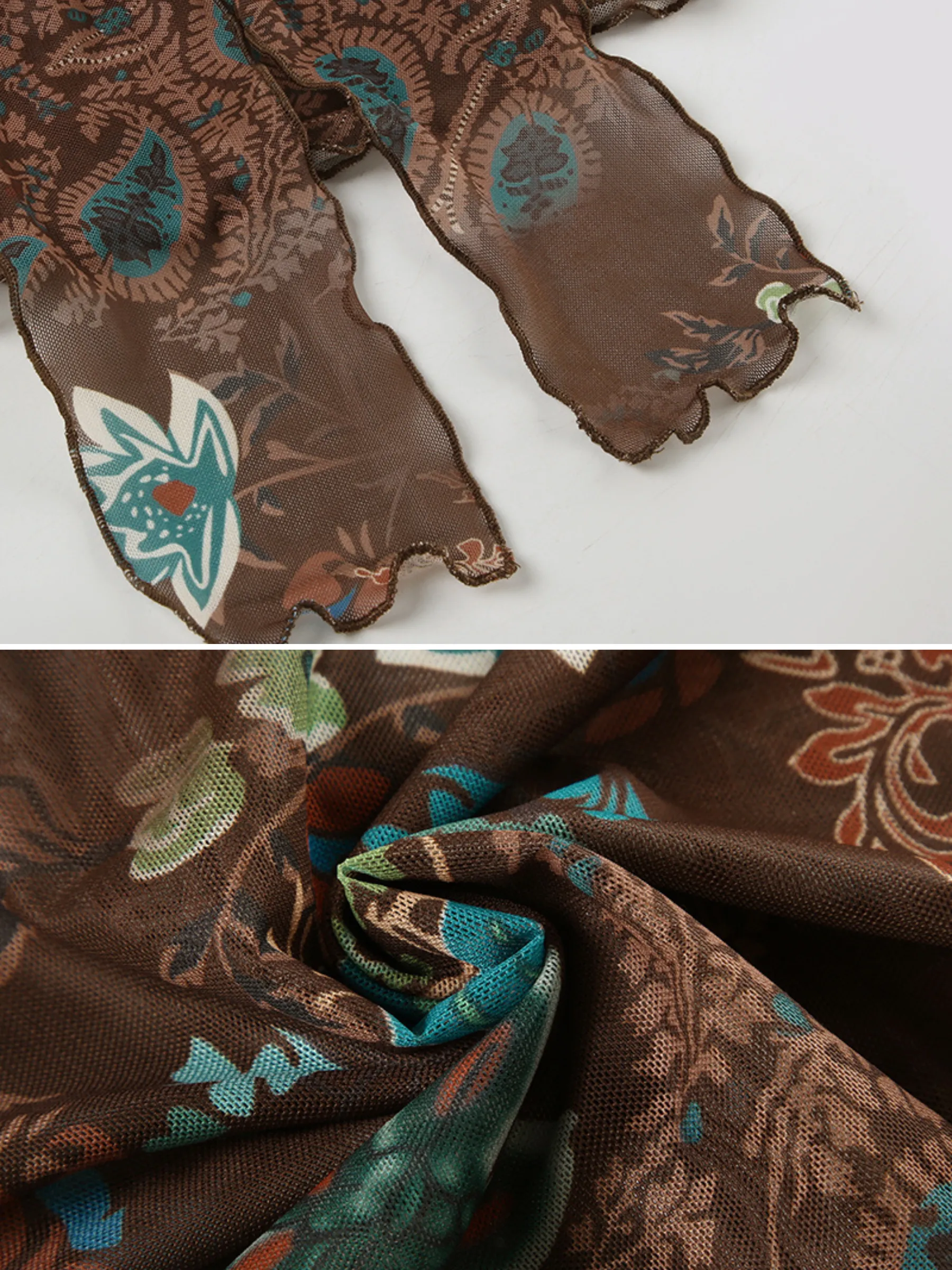 Tracy Vintage Floral Mesh Top
