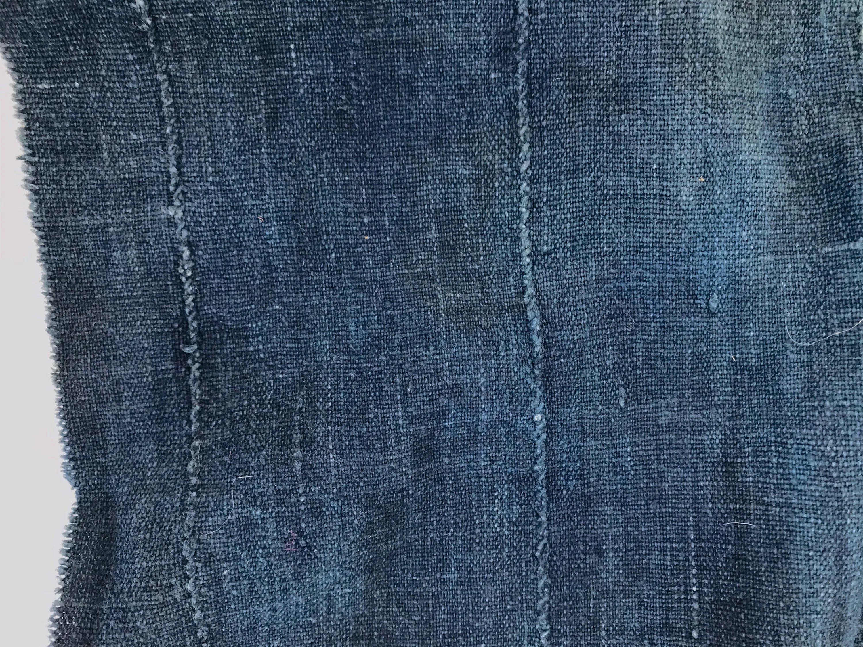 Vintage Indigo African Wrap. Mossi. Fringe