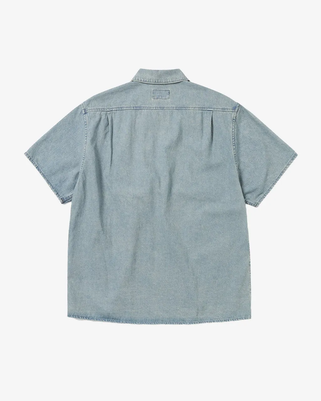 Washed Denim Zip S/S Shirt Washed Blue