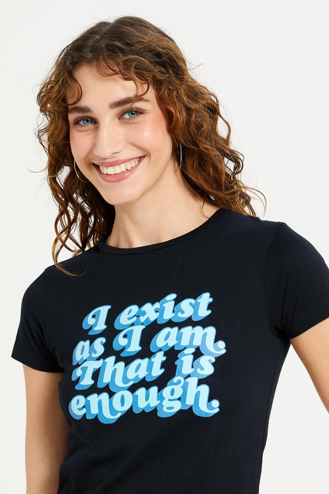 Women Black Graphic T-Shirt