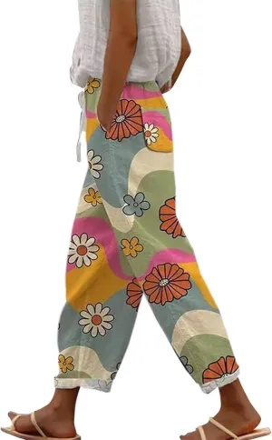 Women's Pants and Summer Casual Drawstring Pants Petite Summer Beachwear Compression Leggings for Women High Waisted