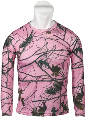WOMEN'S PINK FOREST CAMO ACTIVE PERFORMANCE LONG SLEEVE T-SHIRT