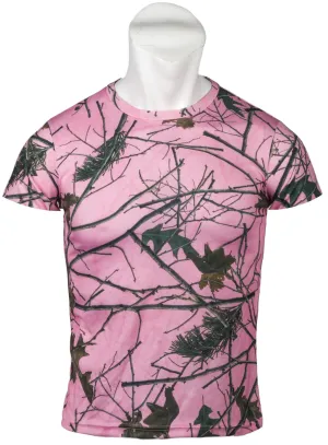 WOMEN'S PINK FOREST CAMO ACTIVE PERFORMANCE SHORT SLEEVE T-SHIRT