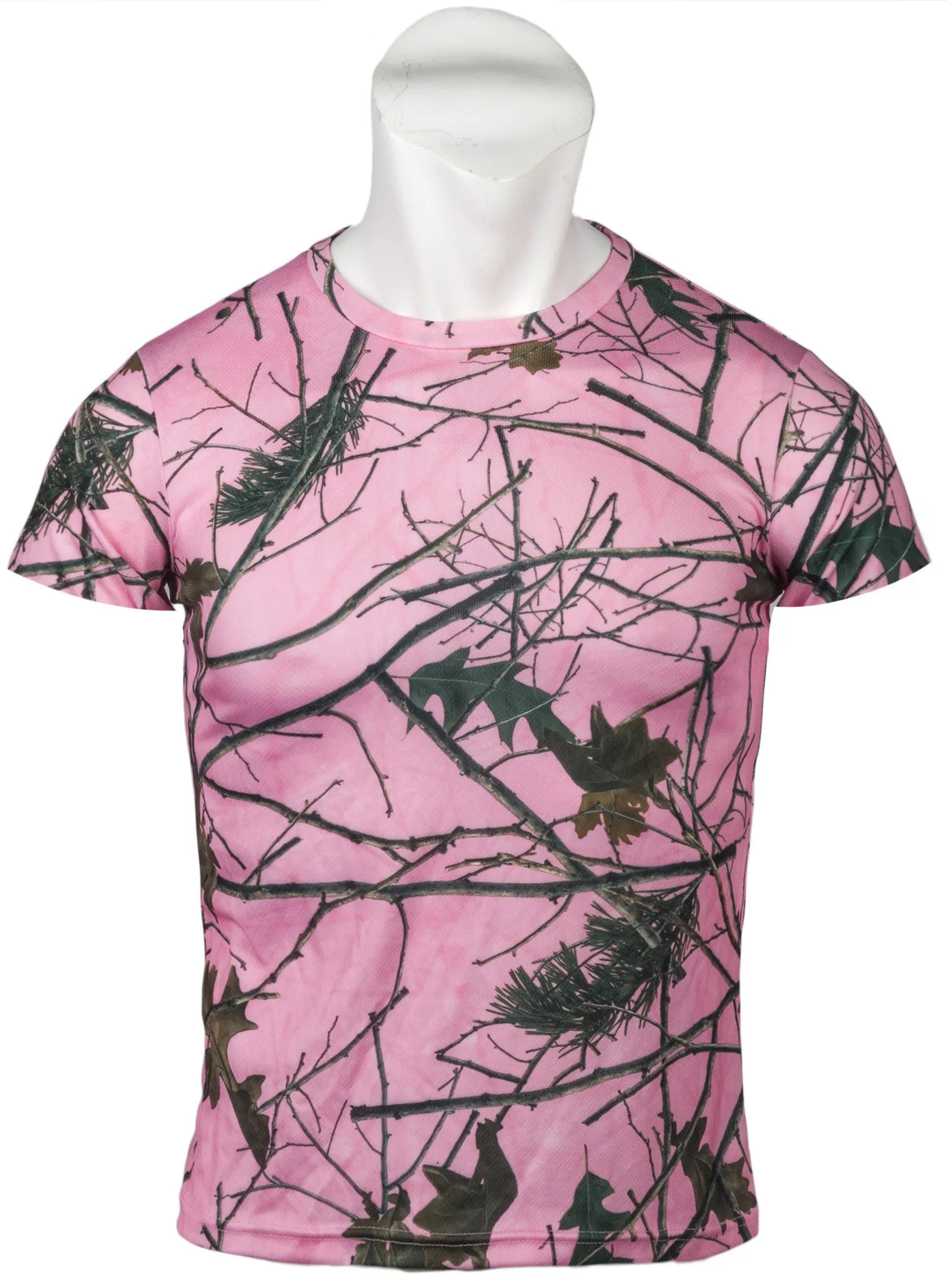 WOMEN'S PINK FOREST CAMO ACTIVE PERFORMANCE SHORT SLEEVE T-SHIRT