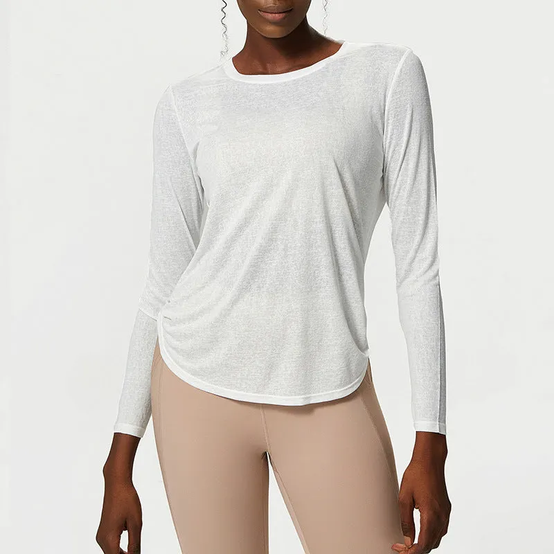 Yoga Clothing Top Loose Long Sleeved Sports Top Women Quick Drying Fitness T shirt Sports Blouse