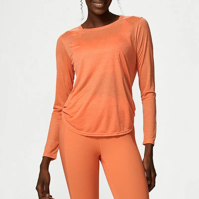 Yoga Clothing Top Loose Long Sleeved Sports Top Women Quick Drying Fitness T shirt Sports Blouse