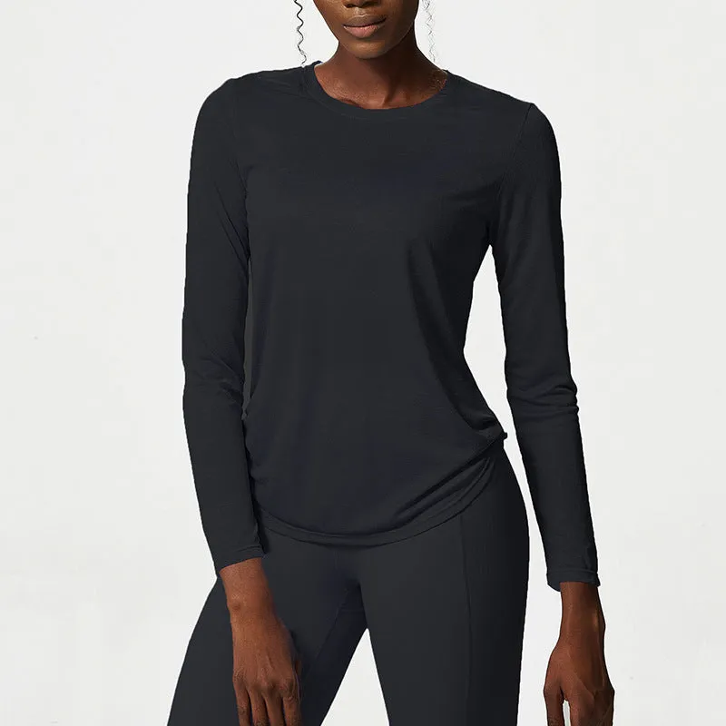 Yoga Clothing Top Loose Long Sleeved Sports Top Women Quick Drying Fitness T shirt Sports Blouse